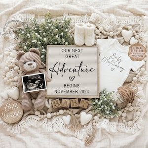 Neutral Pregnancy Announcement: Editable Boho Template (Digital Download)