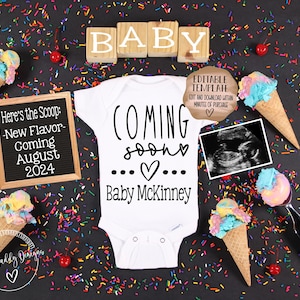 Ice Cream Pregnancy Announcement | Heres the Scoop Ice Cream Digital Pregnancy Announcement | Personalized Social Media Baby Announcement