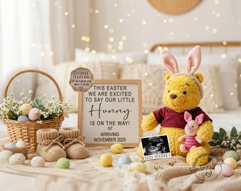 Winnie the Pooh Pregnancy Announcement: Spring Baby Reveal (Digital)