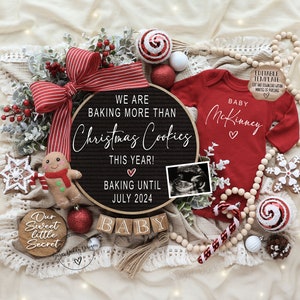 Christmas Cookie Digital Pregnancy Announcement, Holiday Baby Reveal, Social Media Announcement, Instant Editable Template