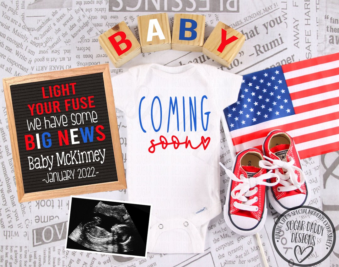 4th of july baby annoucement tee