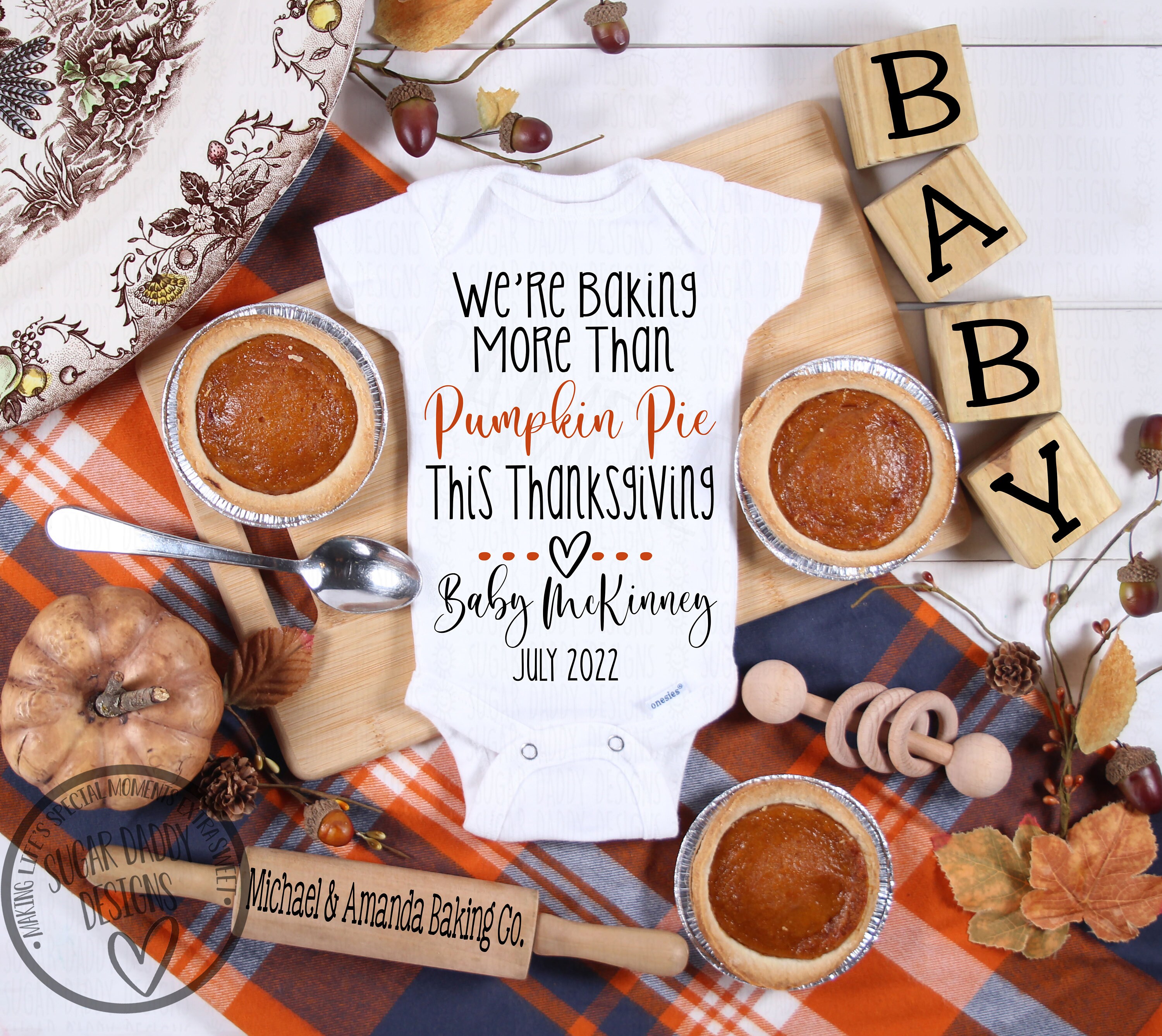 Thanksgiving Personalized Pregnancy Announcement Custom Baby | Etsy
