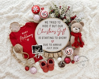 Christmas Pregnancy Announcement: Holiday Gender Neutral, Editable Template (Digital Download)