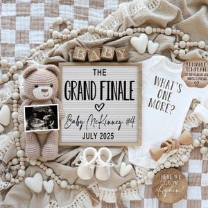 Annuncio di gravidanza neutro digitale, Ultimo, Gran Finale, Annuncio del bambino dell'orsacchiotto, Social Media, Modello modificabile, Un altro