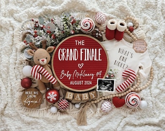 Christmas Last One Pregnancy Announcement, Digital, Grand Finale, Holiday Baby Announcement,  Social Media, Editable Template, One More