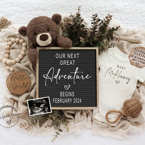 Neutral Pregnancy Announcement Digital, Teddy Bear Baby Announcement, Social Media Facebook Instagram, Editable Template, Our Next Adventure