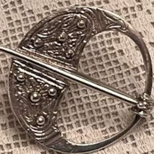 Irish Sterling Kilt or Shawl Pin, Penannular or Spike Pin, Hallmarked JMK, Killarny, County Kerry, Ireland