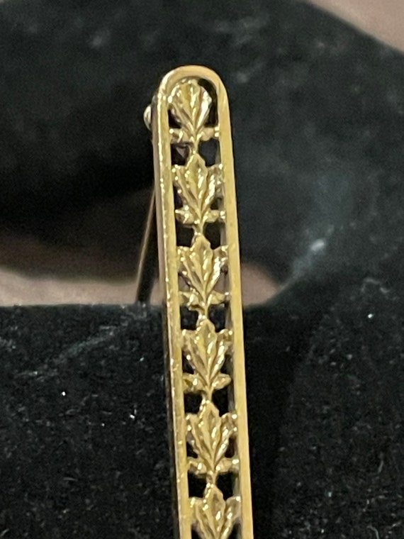 10k Yellow Gold Bar Pin or Brooch - image 3