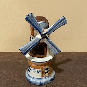 Blue Delft Hand Painted Rynbende Windmill Decanter, Made in Holland, 1/10 Pint Container
