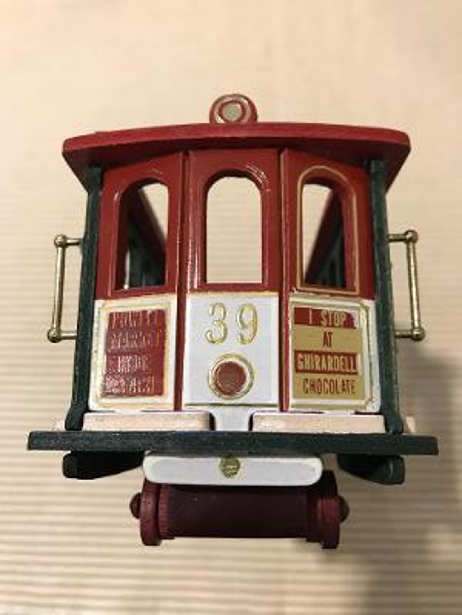 Ghirardelli Chocolate Cable Car Model, Wood With Brass Trim, Filled