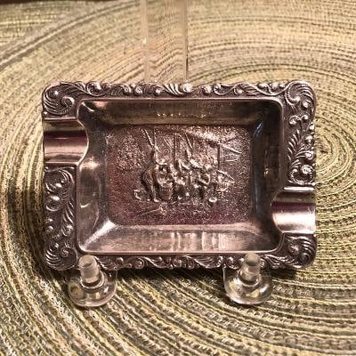 Hans Jensen Silver Plate Repousse Ashtray, Made in Denmark With
