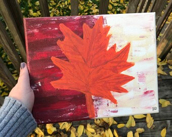 Original Abstract Painting | Modern Wall Art Decor | Leaf Painting | Fall Decor