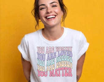 Camiseta "Eres suficiente" - Camiseta pastel con afirmación positiva, camiseta gráfica inspiradora
