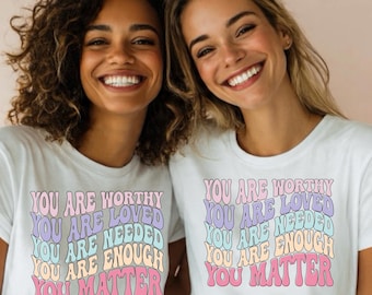 You Are Worthy Shirt PNG – Retro Mental Health Design (Digital Download)