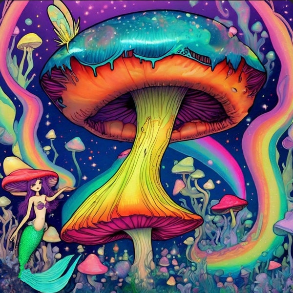 Mushroom Tapestry Trippy for Room Decor Custom Wall Art Decor Gift for Her Hippy Decor Tapestry Wall Hanging Vintage Psychedelic Wall Art