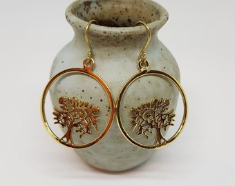 Brass World Tree Earrings