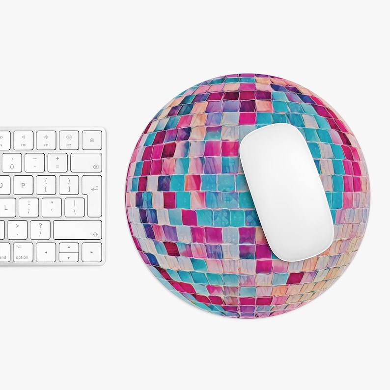 Colorful Painted Disco Ball Mouse Pad: Retro Glam for Desk Setup ...