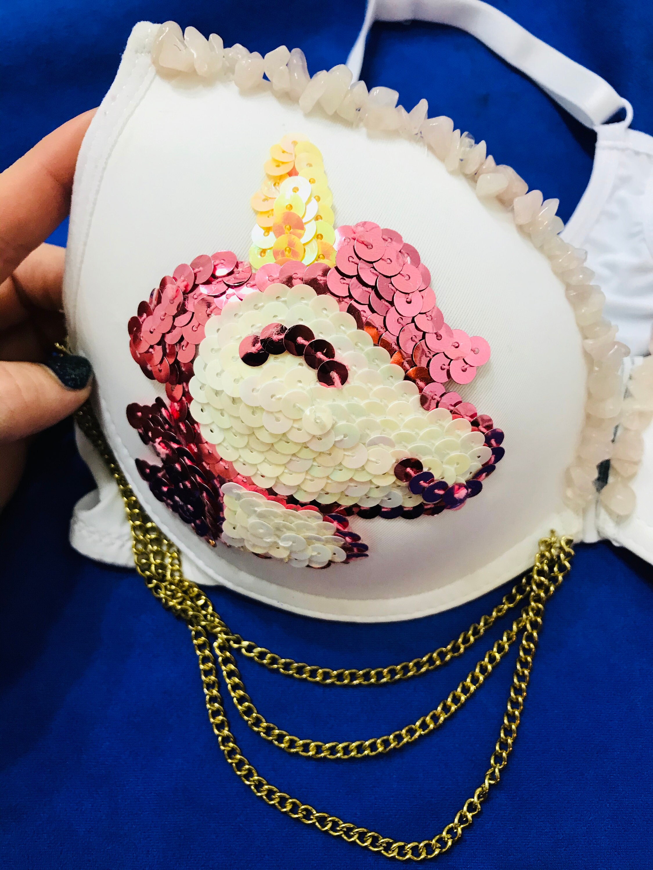 Unicorn bra for a unicorn person Made with pink quartz Size Etsy