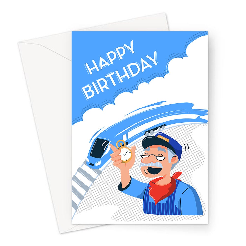 Biglietto Di Auguri Happy Birthday Trains – Formato A4 12,7x17,8 Cm – Per Appassionati Di Treni – Carta 324 G/m² - 4