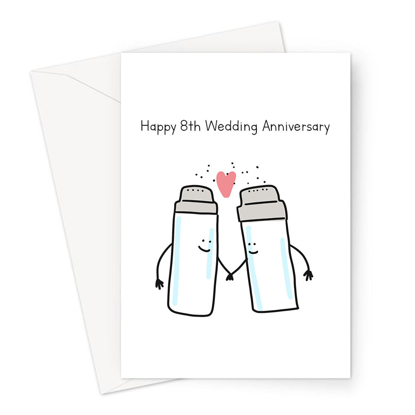 Happy Salt Anniversary Card - 8th Wedding Anniversary Card - Eighth Anniversary - 8 Years - View #9