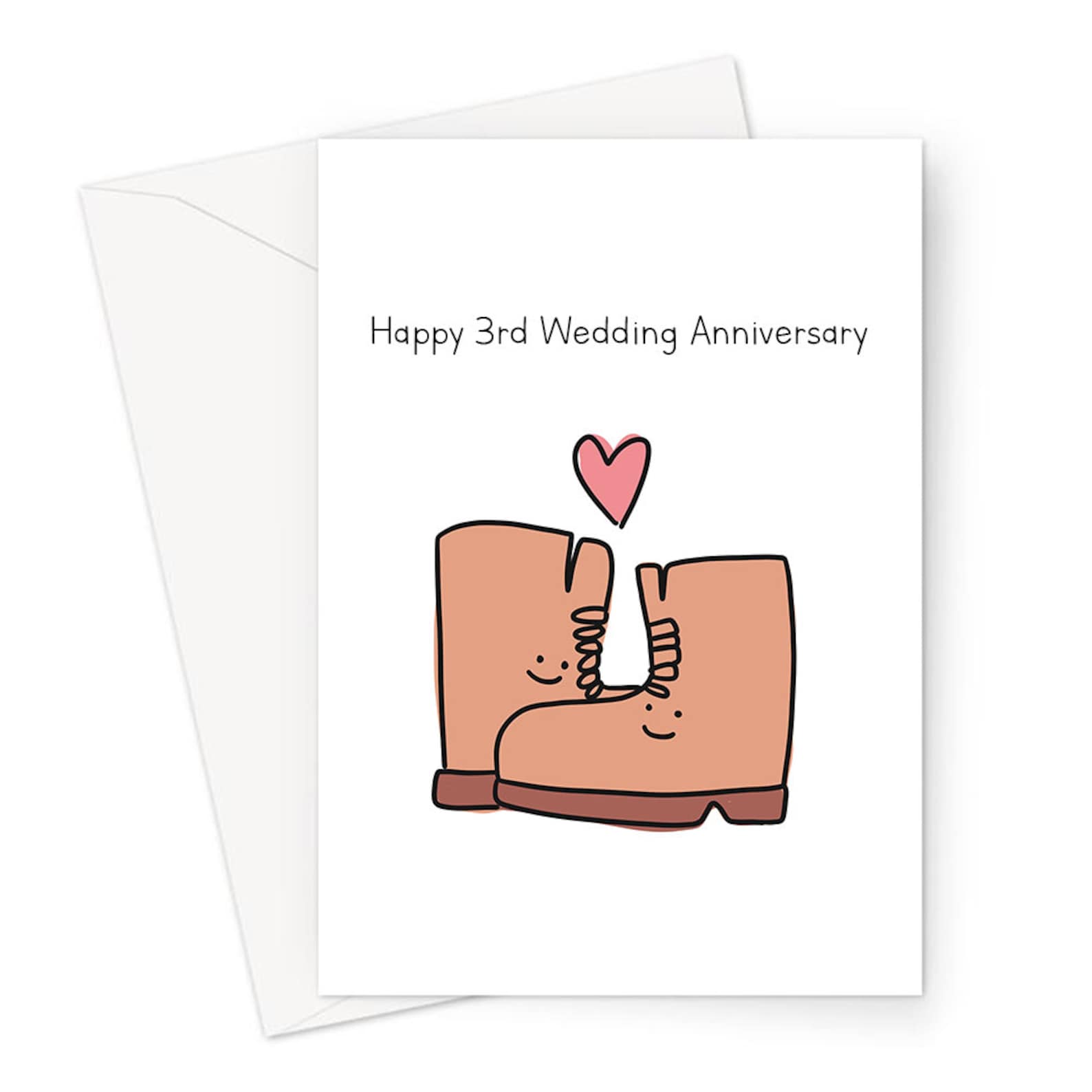 Happy 3rd Wedding Anniversary Greeting Card Leather Wedding | Etsy