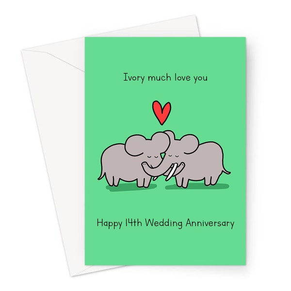 Ivory Much Love You Happy 14th Wedding Anniversary Greeting Card | Ivory 14 Year Anniversary Card For Husband, Wife, Fourteenth Anniversary