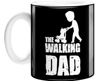 The Walking Dad Mug | Funny Mug For New Dad, New Father, Living Dead Zombie Pun Novelty Mug For Tired Dad, Slumped Dad Pushing Pram