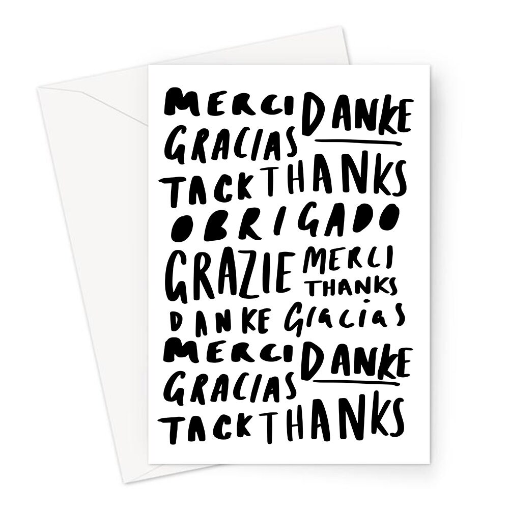 Thanks Word Art Greeting Card Funny Thanks Synonym Typography