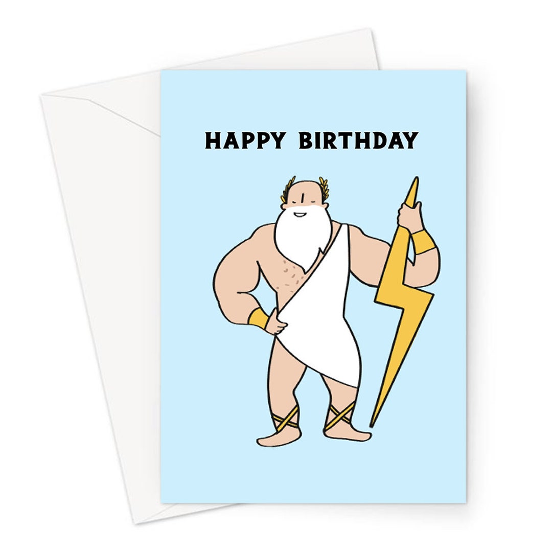 Zeus Happy Birthday Greeting Card Buff Zeus Birthday Card For Him, LGBT