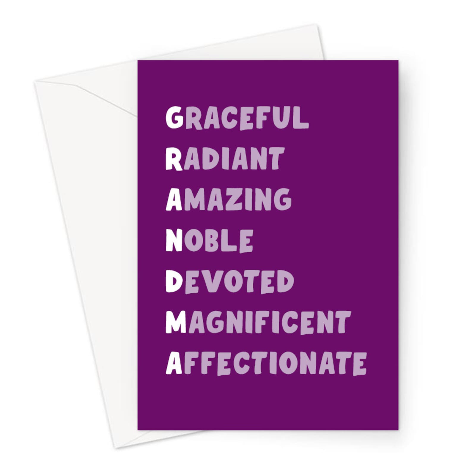 Grandma Acronym Greeting Card Colourful Complimentary Etsy