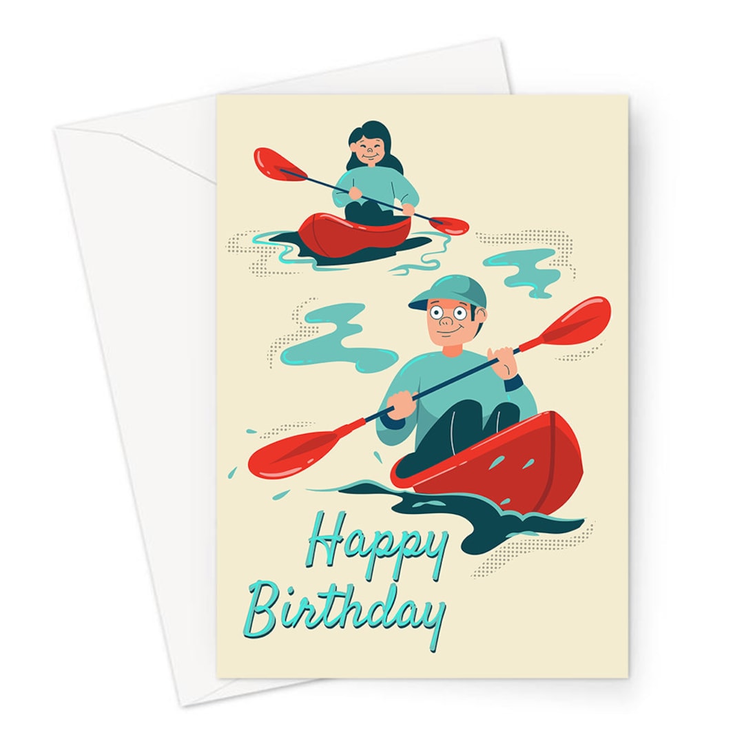 Happy Birthday Canoeing Greeting Card Couple Canoeing Happy Birthday