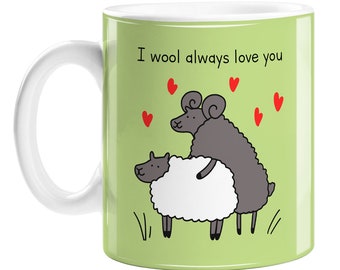I Wool Always Love You Mug | Wool 7 Year Wedding Anniversary Gift, Seventh Anniversary Gift For Husband Or Wife, Funny Sheep Pun