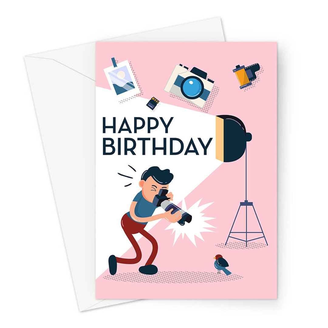 Happy Birthday Photography Greeting Card | Photographer Shooting Photo