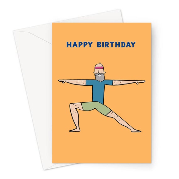 Buy Yoga Man Happy Birthday Greeting Card Man in Warrior One Pose Birthday  Card for Him, Yoga Birthday Card, Funny Birthday Card for Friend Online in  India - Etsy