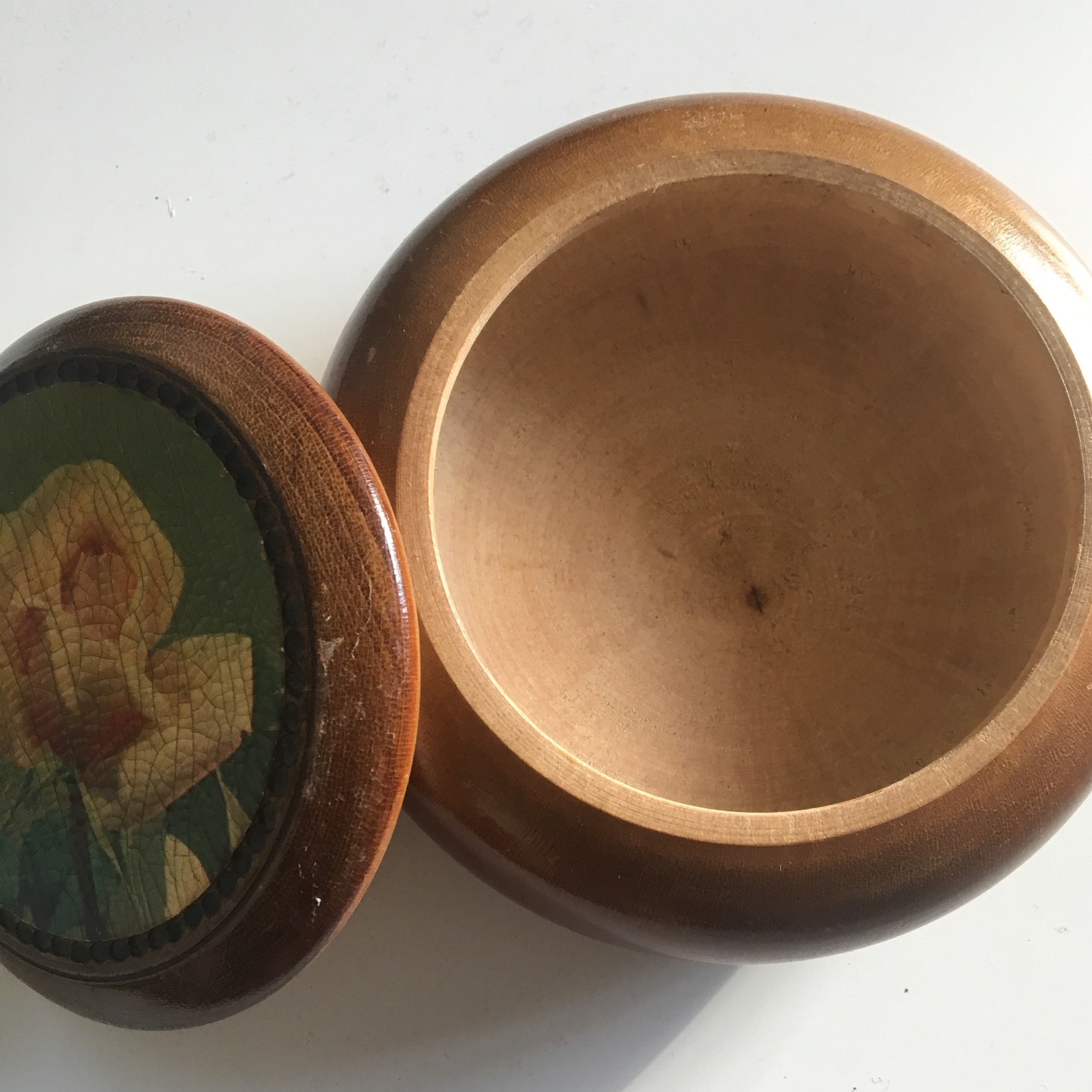 Vintage wooden powder box with lid SALE Etsy