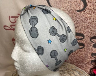 Dumbbell/Rainbow Stars headband