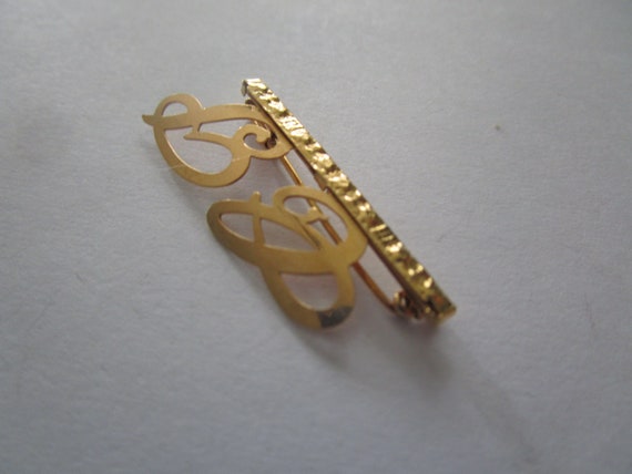 Wonderful Solid 18K Yellow Gold Monogram Brooch "… - image 2