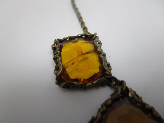 Antique Art Deco Fancy Faceted Stone Necklace - image 2