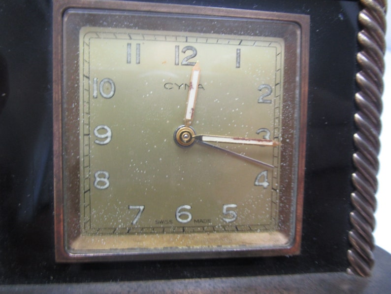 A Vintage Cyma Travelling Alarm Clock in Original Box with Instruction Leaflet, Working Order, 6.5cm