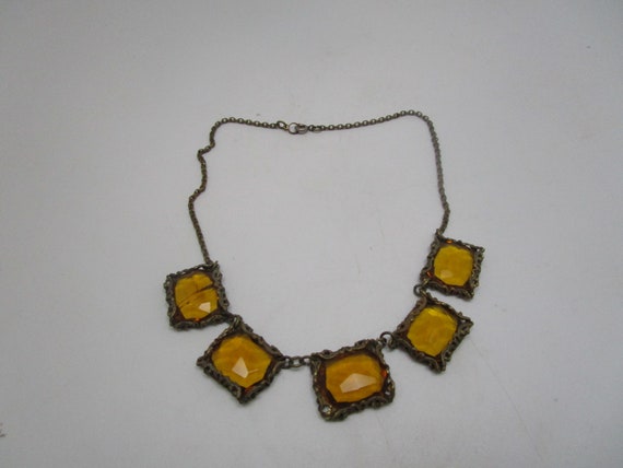 Antique Art Deco Fancy Faceted Stone Necklace - image 1