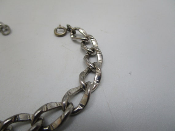 Vintage Sterling Silver Heavy Link Chain Charm Bracelet - Etsy
