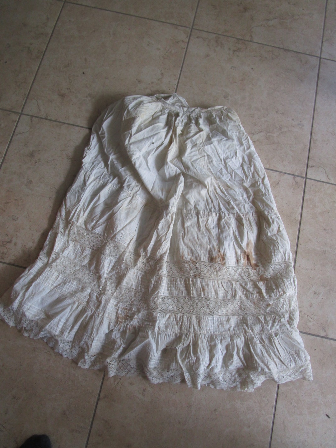 19th Century Antique Lace Half Slip Petticoat Etsy