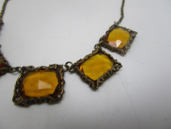 Antique Art Deco Fancy Faceted Stone Necklace - image 3