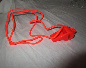 Vtg Field & Stream Bright Florescent Orange Whistle