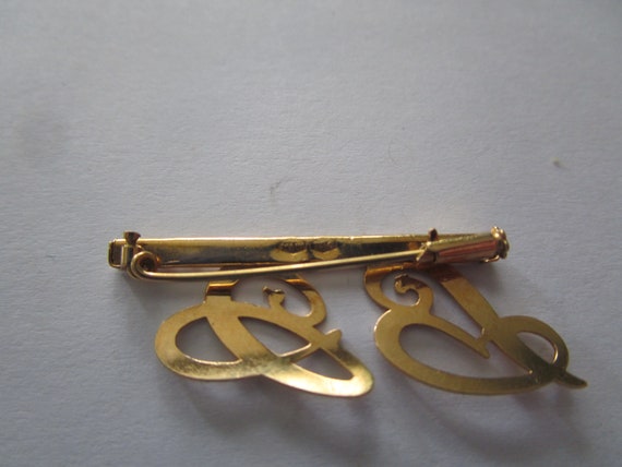 Wonderful Solid 18K Yellow Gold Monogram Brooch "… - image 5