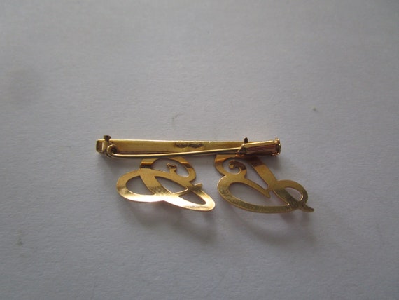 Wonderful Solid 18K Yellow Gold Monogram Brooch "… - image 4