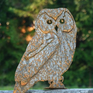 Cut Metal Rusty Post Owl Bird Garden Home Yard Lawn Outdoor Window Art Decor