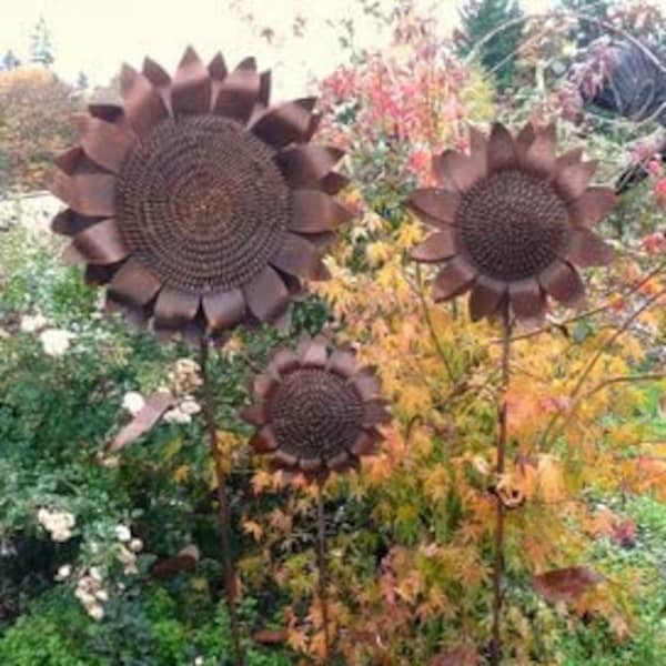 Set of 3 Metal Sunflower Stakes