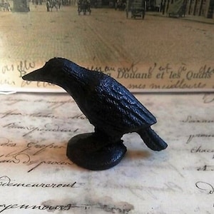 Cast Iron Crow On Base Home and Office Figurine Decor