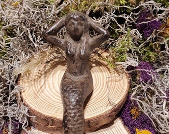 Cast Iron Metal Nautical Mermaid Statue Home Garden Boat Yard Pond Cottage Decor